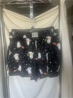 Halloween Ghost Print Women's Athletic Shorts - Black